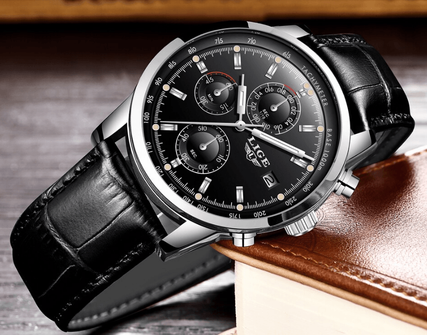 Men's  Waterproof Watch With Chronometers Date Display And Fluorescent Pointers Excellent Look Perfect Gift Stevvex
