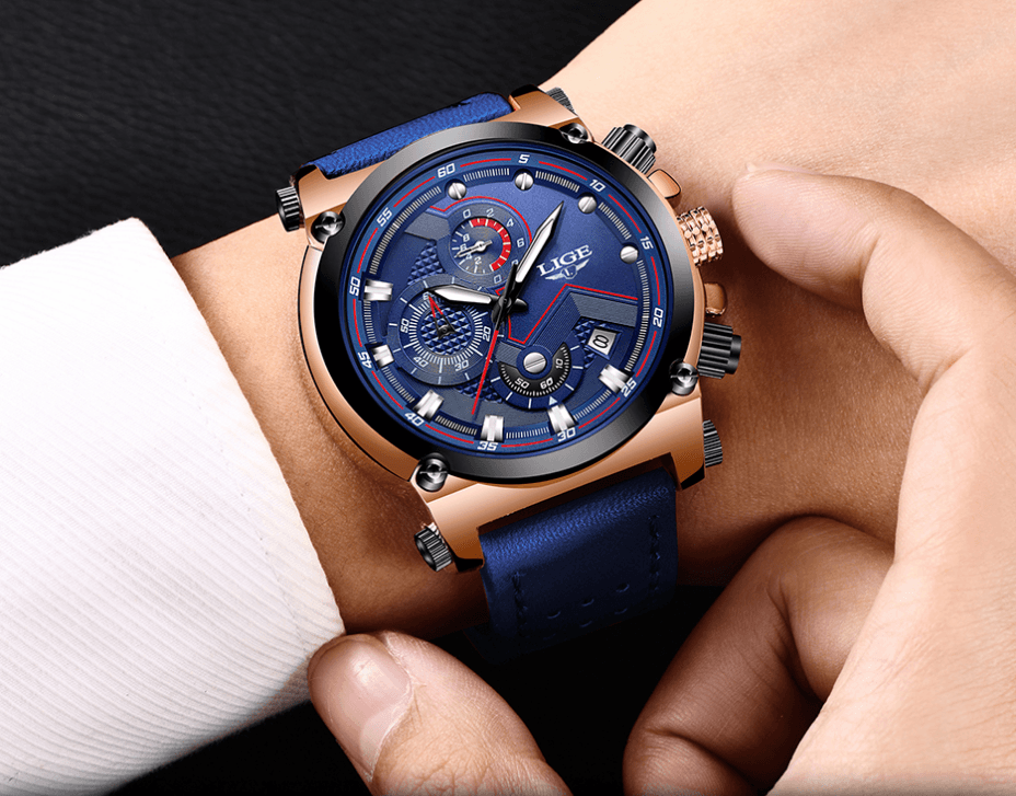 Men's Waterproof Modern Watch With Leather Belts, Stainless Steel Case Excellent Look Perfect Gift Stevvex