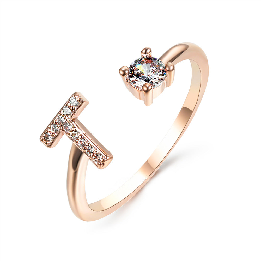 Adjustable 26 Initial Letter Ring Fashion Jewelry For Women Simple Elegant Jewelry Pi-Mart
