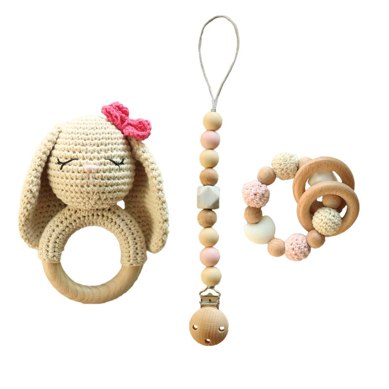 DIY Baby Handmade Wool Crochet Rabbit Rattle Toy Pi-Mart