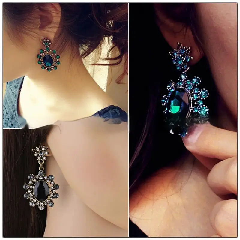 European And American Fashion Cool Vintage Sapphire Stud Earrings Lootquake LLC