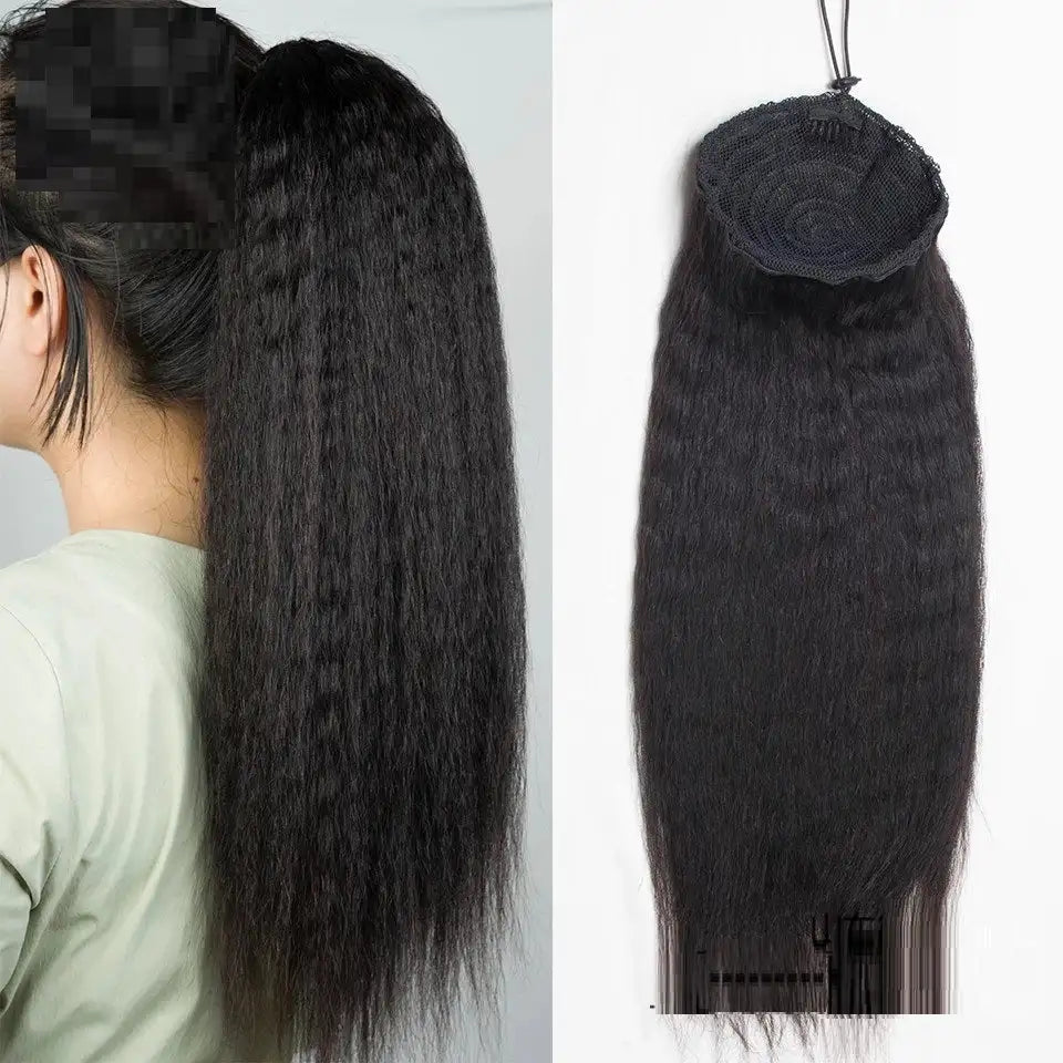 Ladies Bandage Real Hair Ponytail Cornbeard Piece