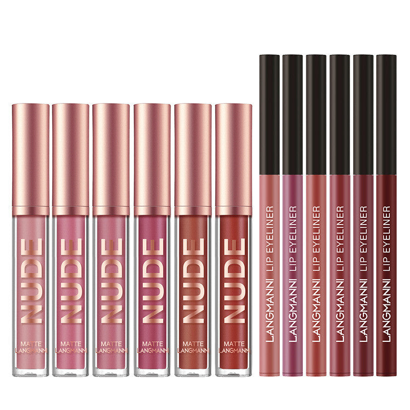 Lip Liner And Lipstick Makeup 12 Pcs Set 6 Matte Lipstick 6 Lip Liner Pens Waterproof Long Lasting Matte Lipstick Beauty Cosmetics Makeup Gift For Girls Lipstick Set Pi-Mart