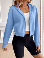 Relaxed Minimalist Zip-Up Dropped Shoulder Hooded Jacket Casual & Comfortable Lightweight Outerwear Stevvex