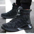 Winter Plush Boots Men Labor Protection Anti-smash Anti-puncture Work Shoes Warm Thickened Breathable Lace-up Safety Shoes Pi-Mart