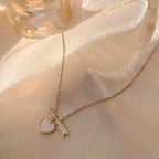 Gold Heart Shaped Opal Necklace Pi-Mart