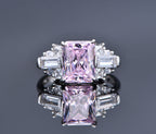 Sterling Silver 8X10 Ice Cut Ring High Carbon Diamond