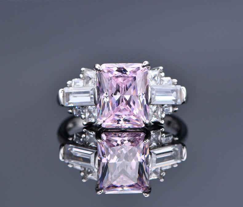 Sterling Silver 8X10 Ice Cut Ring High Carbon Diamond