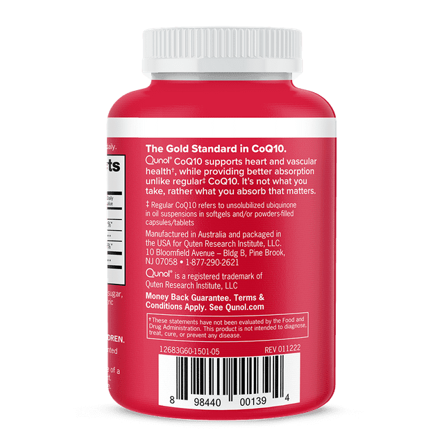 Qunol CoQ10 Gummies (60 Count) with Ultra-High Absorption, 100mg Heart Health Supplement, Vegan and Gluten Free EasyOptionXY LLC