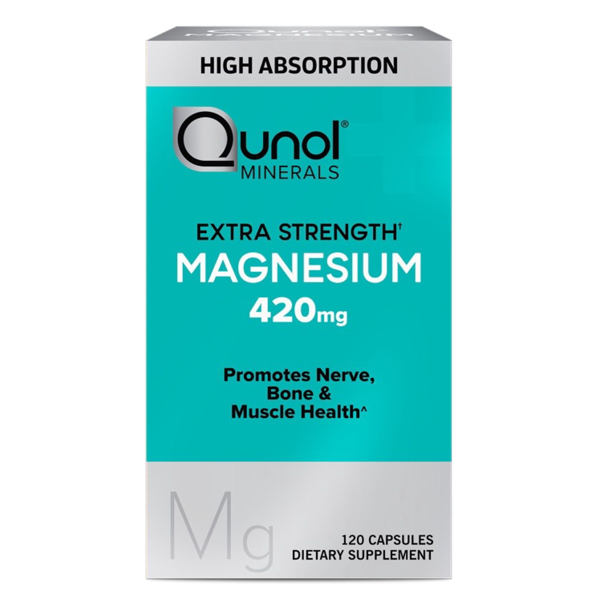 Qunol Magnesium Capsules (120 Count), High Absorption, 420mg, Extra Strength, Bone, Nerve, and Muscle Health Supplement EasyOptionXY LLC