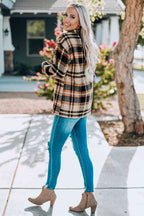 Classic Plaid Button Front Shirt Jacket with Breast Pockets Casual & Minimalist Outerwear Stevvex