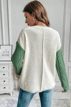 Double Take Full Size Color Block Drop Shoulder Sweater - SJB-DIAMOND ELITES