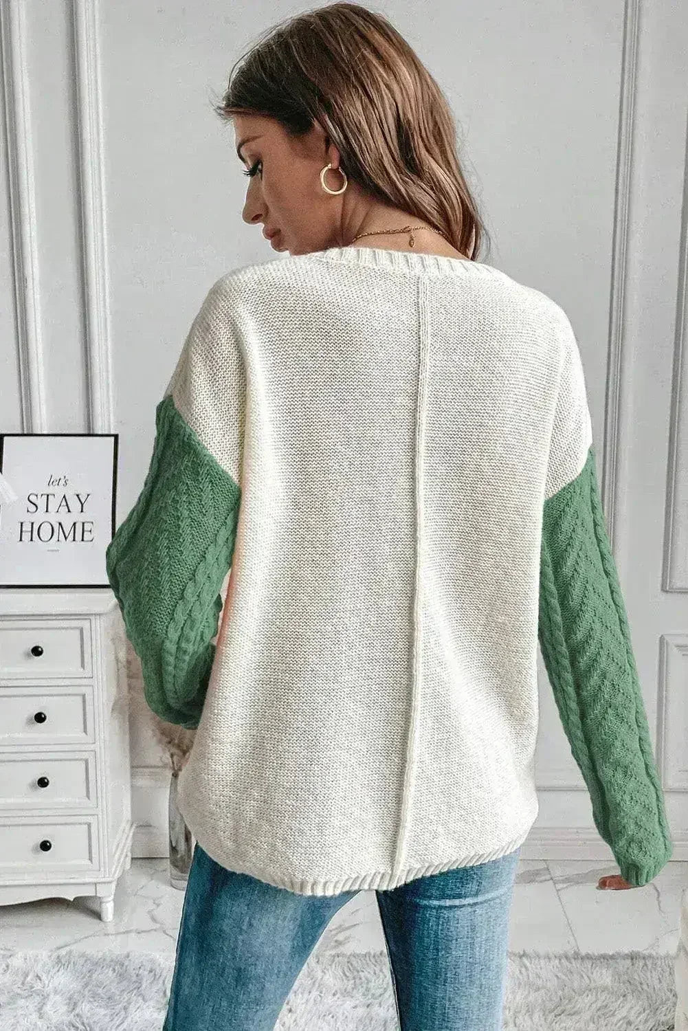 Double Take Full Size Color Block Drop Shoulder Sweater - SJB-DIAMOND ELITES