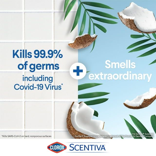 Clorox Scentiva Disinfecting Wet Mop Pads, Pacific Breeze and Coconut, 12 Count EasyOptionXY LLC