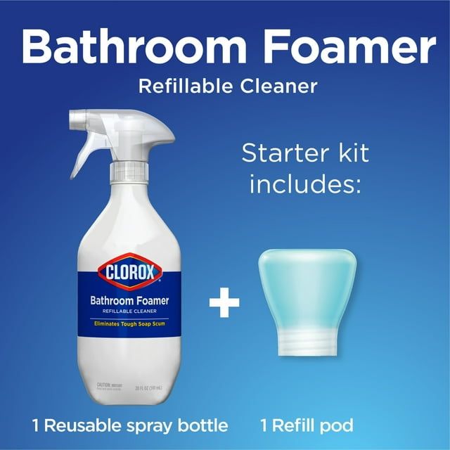 Clorox Bathroom Foamer Refillable Cleaner 1 Bottle and 1 Refill, Fresh Scent, 1.13 fl oz - SJB-DIAMOND ELITES