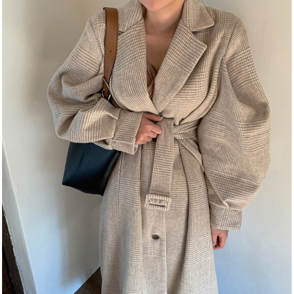 Winter Woolen Coat Women Lantern Sleeve Pi-Mart