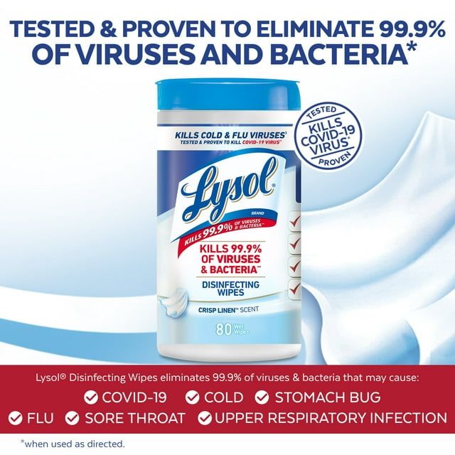 Lysol Disinfecting Wipes, Crisp Linen, 80ct - SJB-DIAMOND ELITES