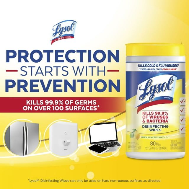 Lysol Disinfectant Wipes, Multi-Surface Antibacterial Cleaning Wipes, For Disinfecting and Cleaning, Lemon and Lime Blossom, 80 Count - SJB-DIAMOND ELITES