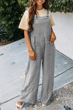 Fashion Square Neck Jumpsuit With Pockets Spring Summer Casual Solid Color Loose Overalls Womens Clothing Pi-Mart