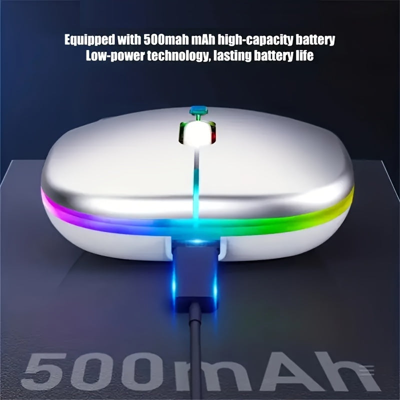 Wireless Rechargeable LED Backlit Gaming Mouse with 2.4G/5.2G Dual Mode, Ultra-Thin, Silent, Universal Compatibility for Laptops, Desktops, and Tablets Lootquake LLC