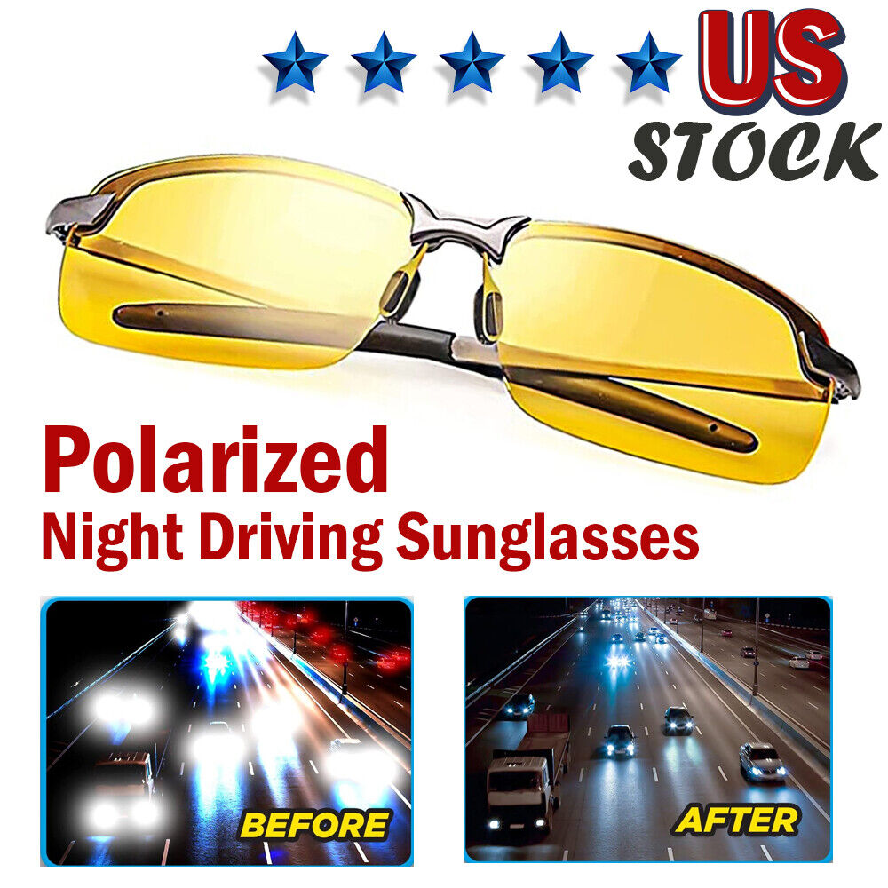 Polarized HD Night Driving Vision Glasses For Men & Women Aviator Sunglasses Pi-Mart