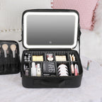 Smart LED Cosmetic Case With Mirror Cosmetic Bag Large Capacity Fashion Portable Storage Bag Travel Makeup Bags Pi-Mart
