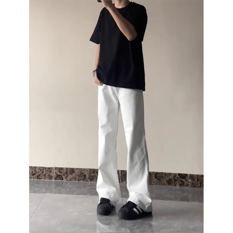 Black Casual Trousers Straight Micro-pull Lootquake LLC