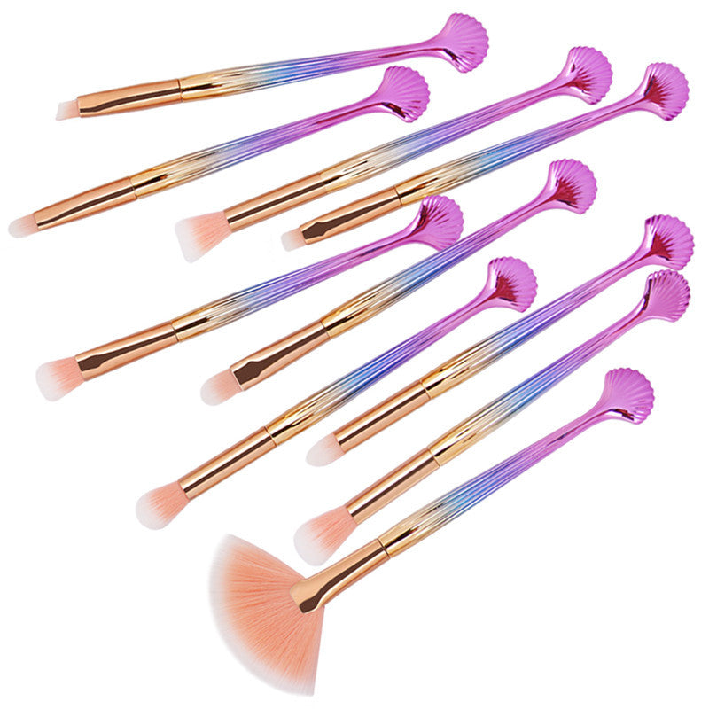 The Shell Makeup Brush Set - Purple bristles Pi-Mart