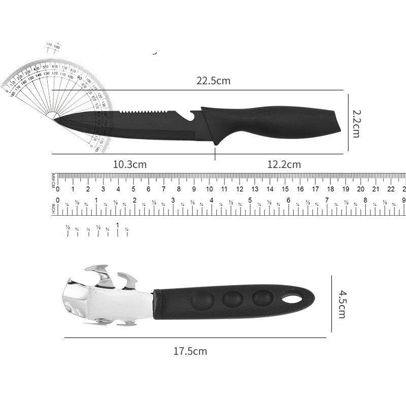Steel Black Blade Five-piece Set Kitchen Knife Fruit Knife With Omelette Maker Peeling set Pi-Mart