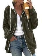 Full Size Cozy Fleece Zip-Up Hooded Jacket Plus Size THRIXINE