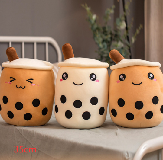 Cute Fruit Drink Plush Stuffed Soft Strawberry Milk Tea Plush Boba Tea Cup Toy Bubble Tea Pillow Cushion Kids Gift Pi-Mart