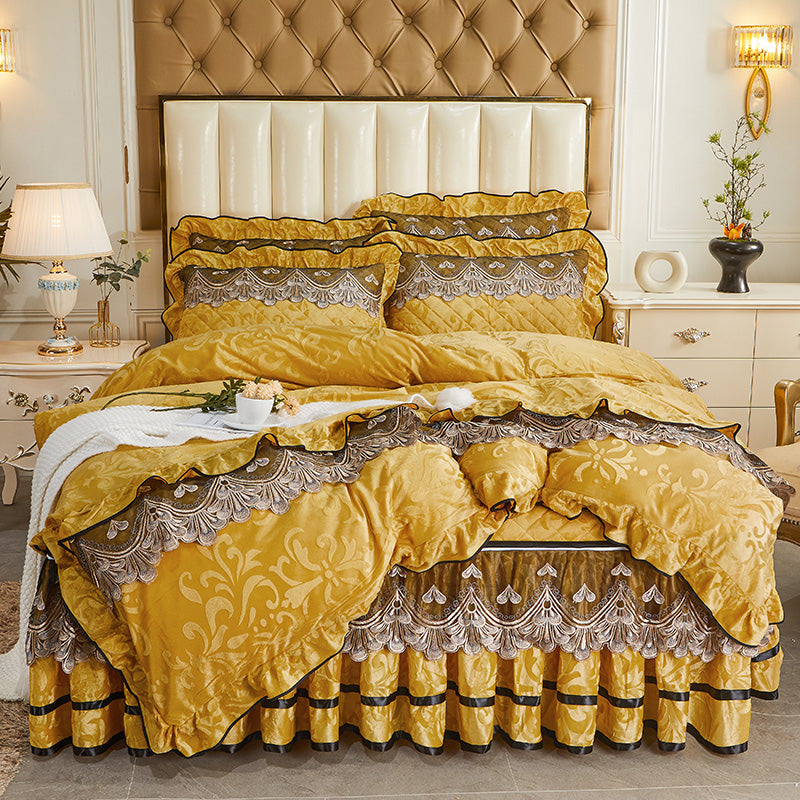 Detachable Bedding Four-piece Duvet Cover Bed Skirt Pi-Mart