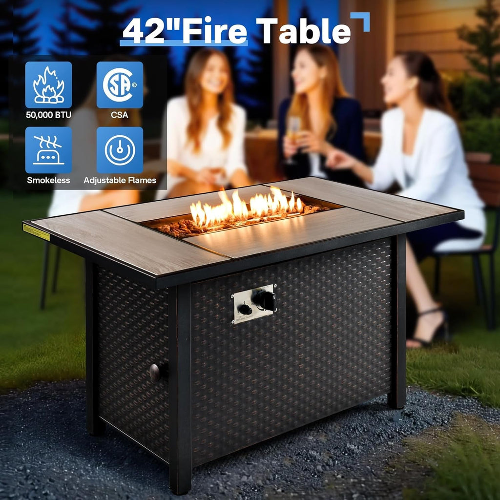 Outdoor Conversation Set with Fire Pit and Swivel Chairs Lootquake LLC