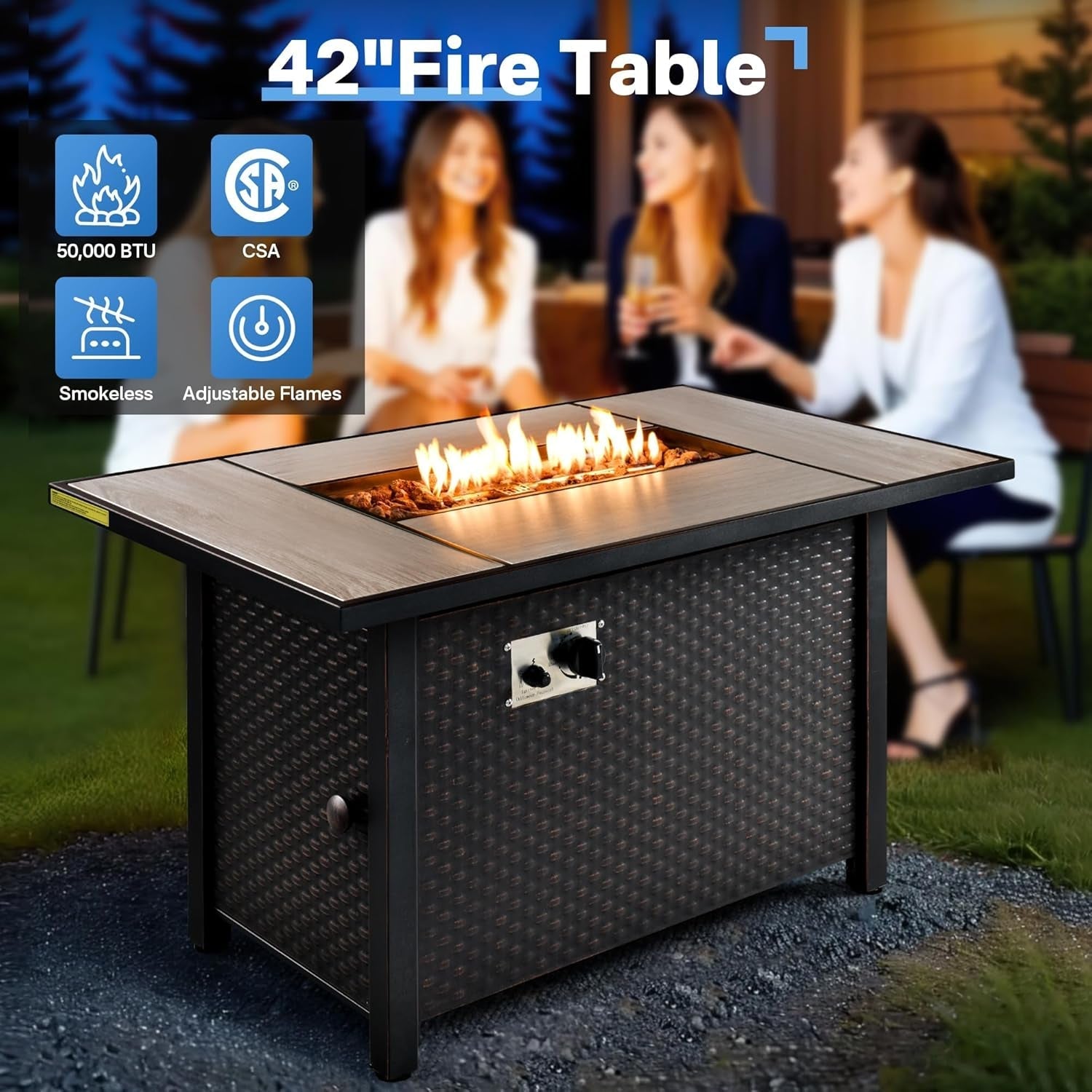 Outdoor Conversation Set with Fire Pit and Swivel Chairs Lootquake LLC