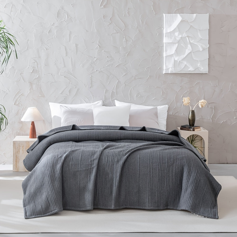[Fast Arrival] 1pc Ultra-Soft Cloud-Like Cotton Jersey Bed Blanket - Bed Blankets - Plush Quilted Bedspread for Year-Round Comfort, Machine Washable, Soft Coverlet for Cozy Sleeping