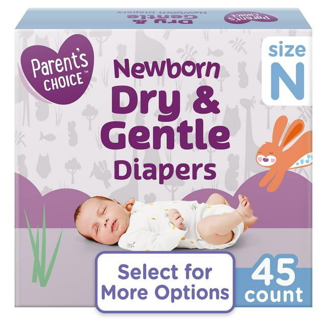 Parent's Choice Dry & Gentle Diapers Size Newborn, 45 Count EasyOptionXY LLC