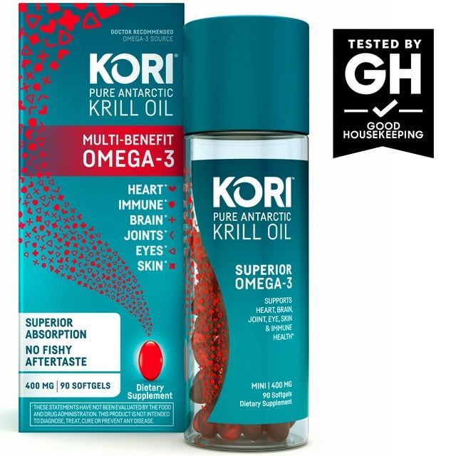 Kori Krill Oil Omega-3 400mg, 90 Softgels | Superior Omega-3 Absorption vs Fish Oil | No Fishy Burps | Omega-3 Supplement for Heart, Brain, Joint, Eye, Skin & Immune Health - SJB-DIAMOND ELITES