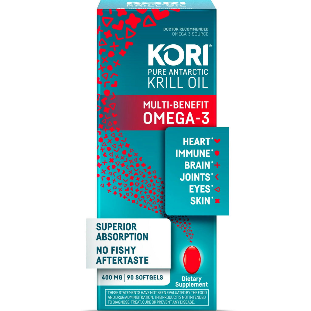 Kori Krill Oil Omega-3 400mg, 90 Softgels | Superior Omega-3 Absorption vs Fish Oil | No Fishy Burps | Omega-3 Supplement for Heart, Brain, Joint, Eye, Skin & Immune Health - SJB-DIAMOND ELITES