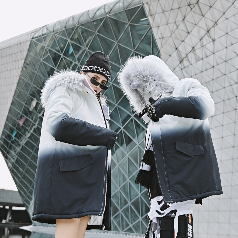 Gradient coat jacket hooded
