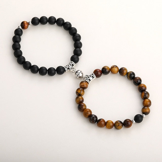 Natural Stone Beads Couple Magnetic Bracelets Pi-Mart