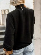 Smocked Frill Mock Neck Long Sleeve Blouse - SJB-DIAMOND ELITES