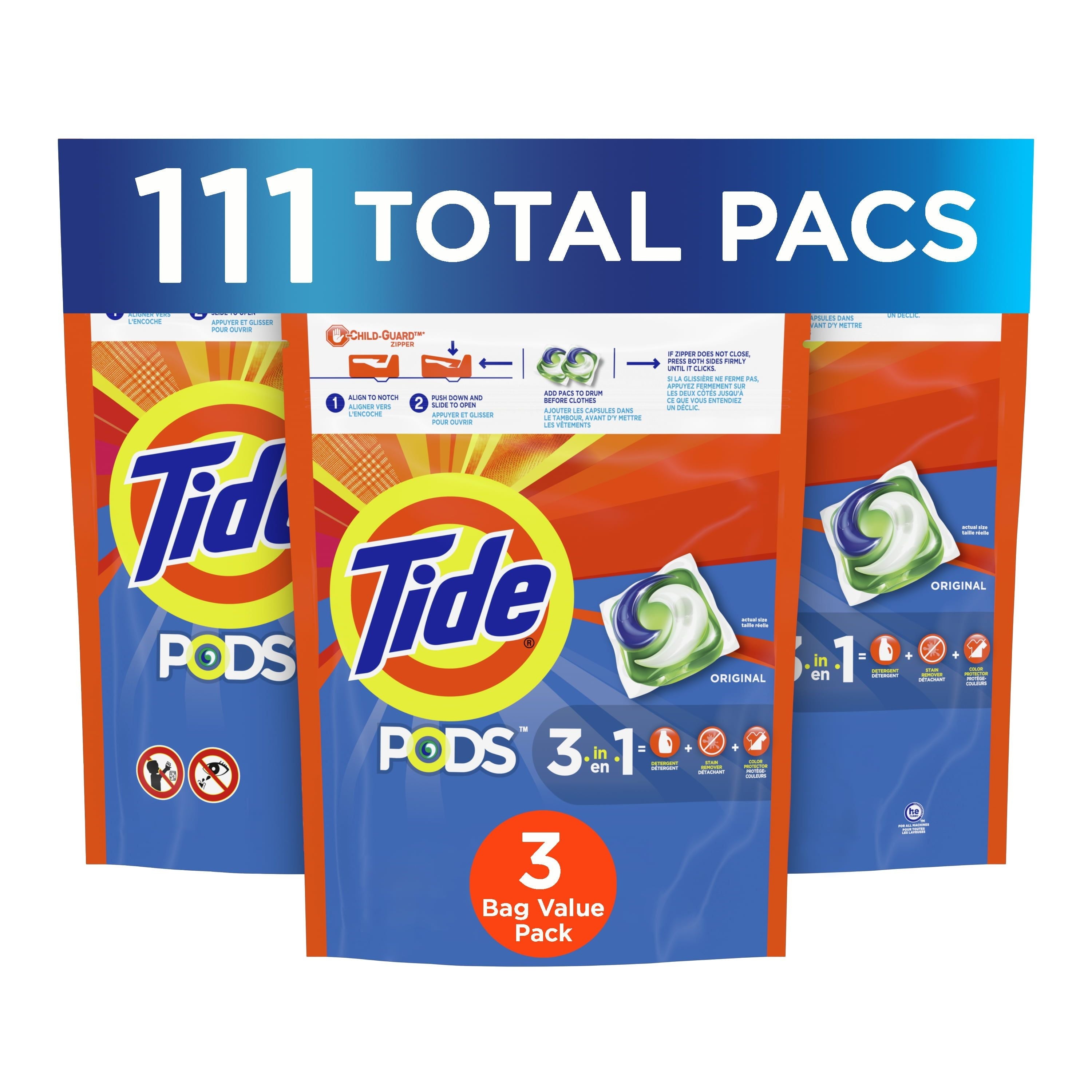Tide Pods Original Scent Laundry Detergent Pacs; 111 Count