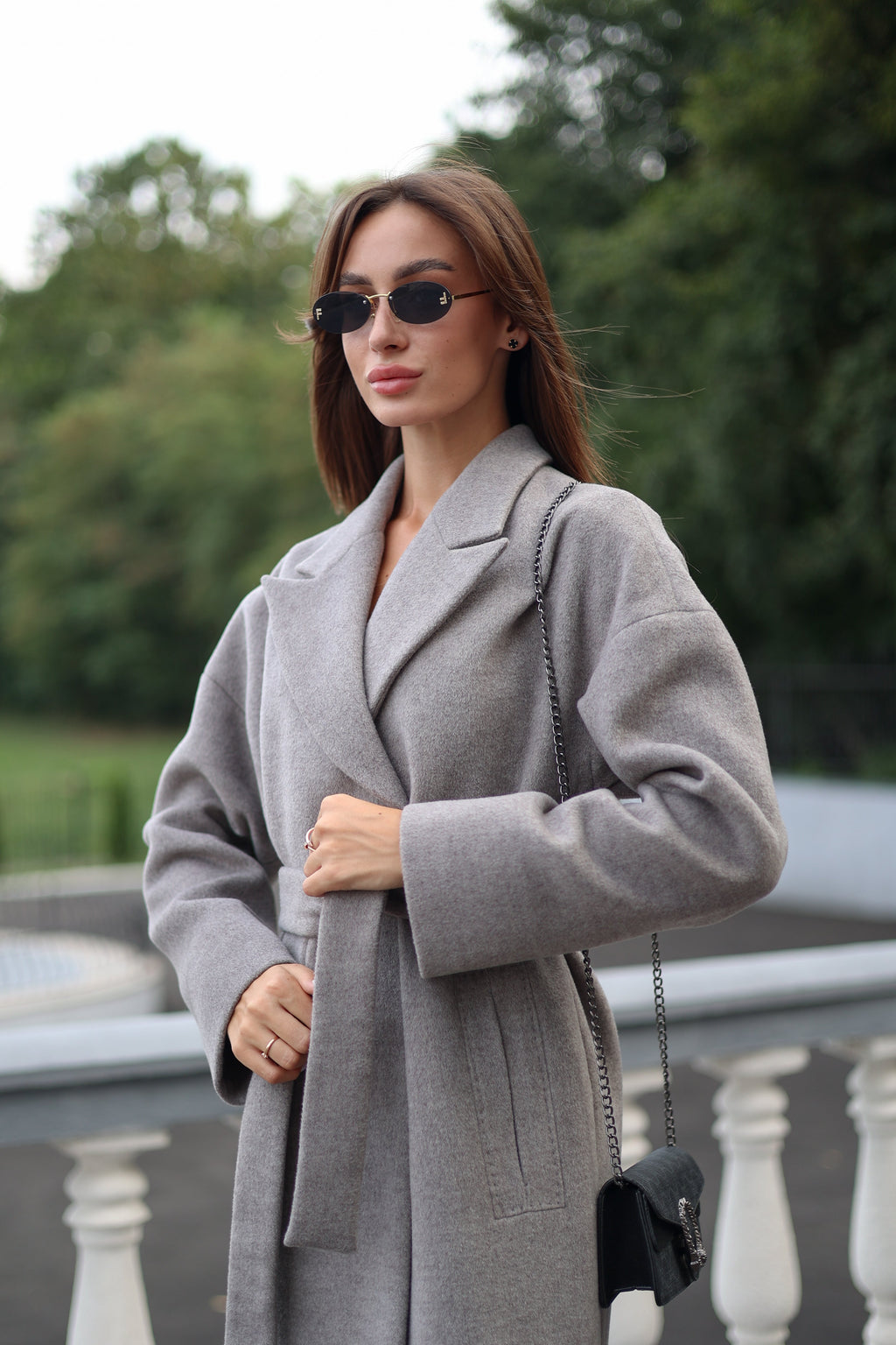 Classic Wool Blend Coat in Grey - SJB-DIAMOND ELITES