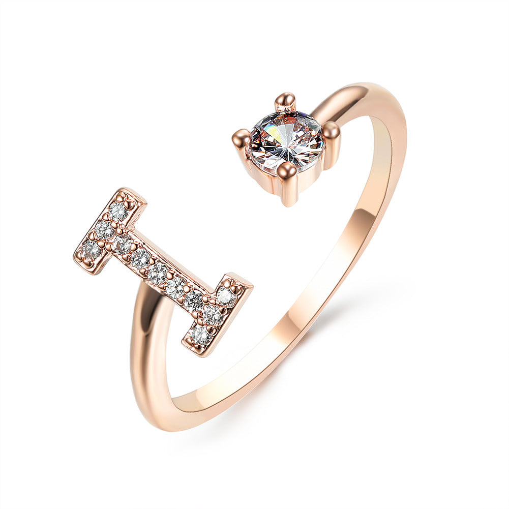 Adjustable 26 Initial Letter Ring Fashion Jewelry For Women Simple Elegant Jewelry Pi-Mart