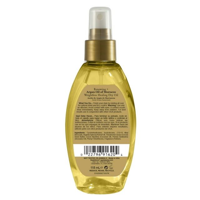 OGX Renewing + Argan Oil of Morocco Weightless Healing Dry Spray for Split Ends, 4 fl oz - SJB-DIAMOND ELITES