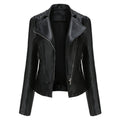 Beaded Leather Women's Long-sleeved Fashion Jacket Lapel Motorcycle Clothing Thin Women's Jacket Pi-Mart