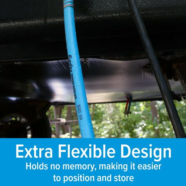 Camco EvoFlex 25-Foot Camper/RV Drinking Water Hose | Stainless Steel Strain Reliefs Ends, Blue (22594)
