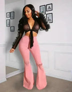 Black gothic style woven crop top women Sexy transparent club - SJB-DIAMOND ELITES