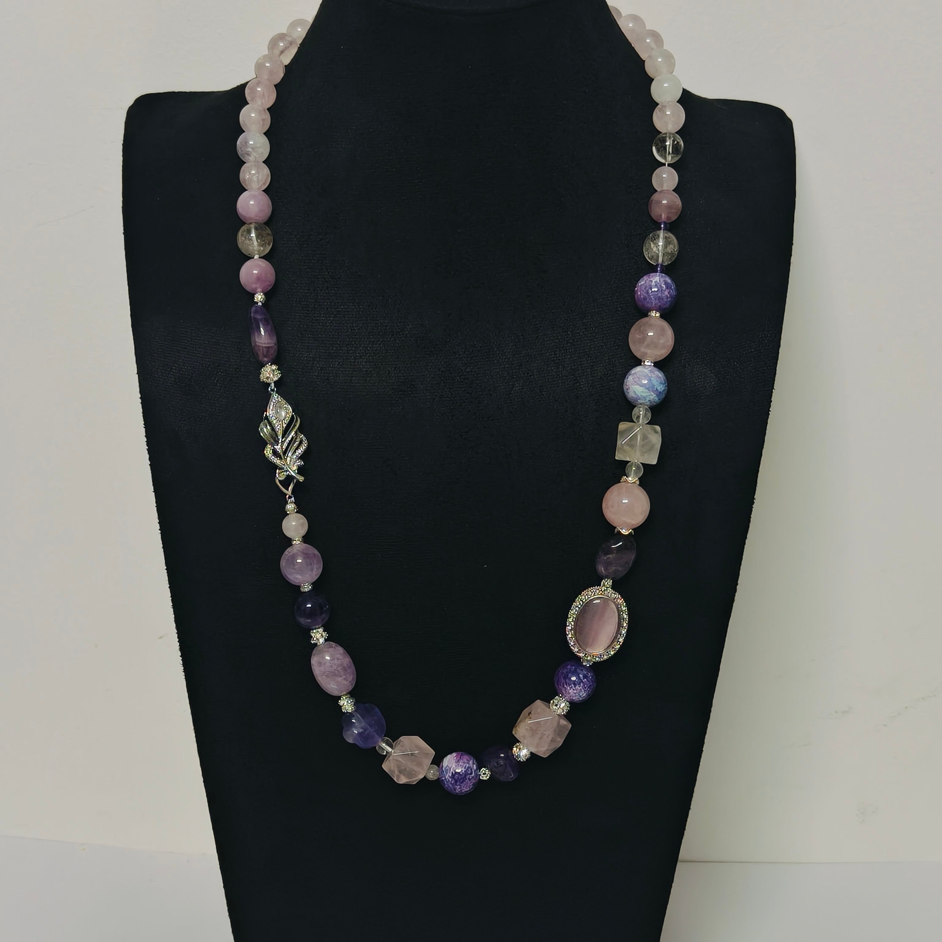 Handmade Premium Crystal Necklace |  Artisan Woven Jewelry with Alloy Accents  | Elegant Sparkling Statement Necklace for Women (MAC345)
