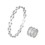 2 In 1 Folding Retractable Rings Bracelet Magic Rhinestone Rings Deformable Bracelet Women Ins Style Adjustable Fashion Jewelry Pi-Mart